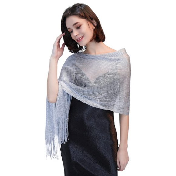 Sparkly Shawls and Wraps with Buckle Silver Grey - Picture 5 of 6